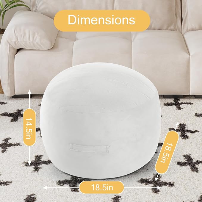 MeMoreCool Round Stuffed Pouf Ottoman Foot Rest, Floor Pouf Foot Stool - Image 2