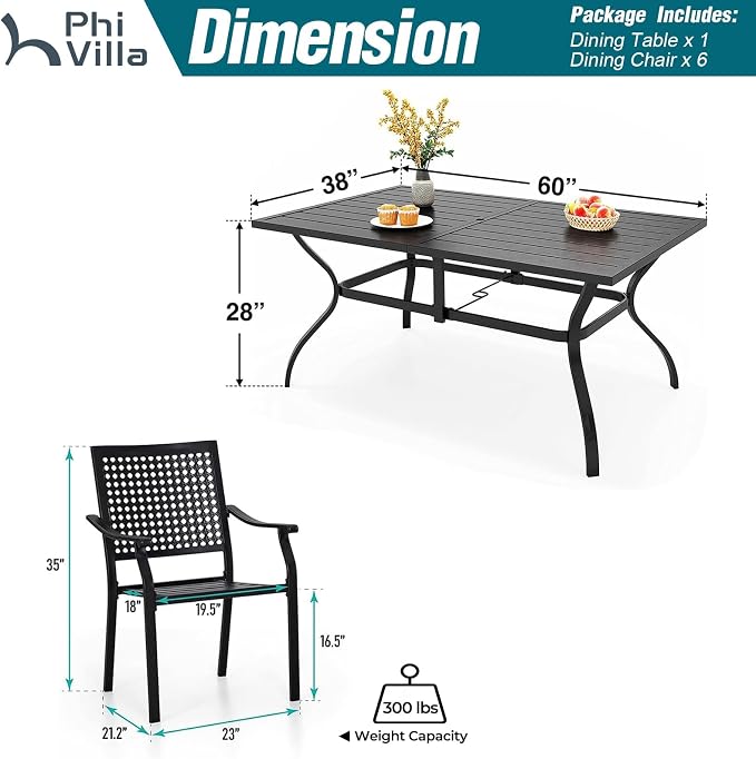 PHI VILLA 7 Pieces Outdoor Dining Set - Image 9