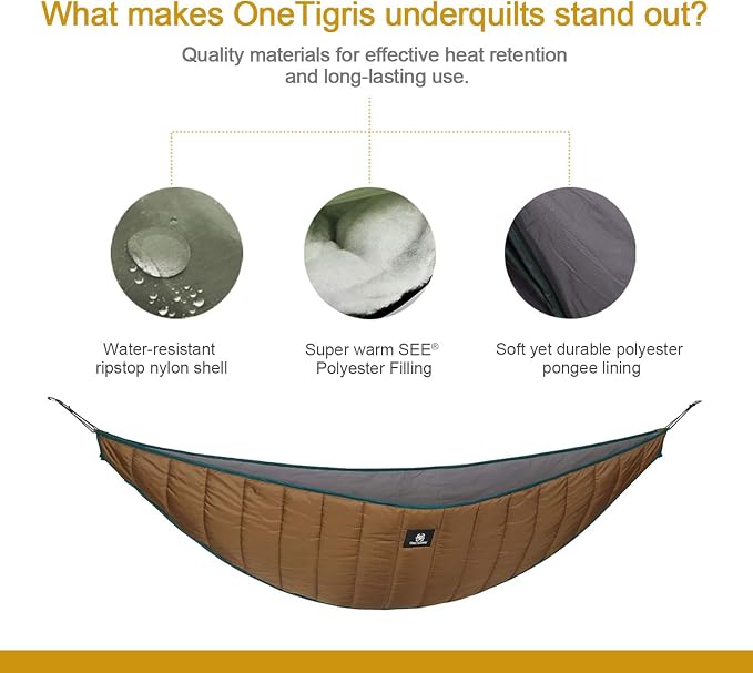OneTigris Hideout Hammock Underquilt, Lightweight 4 Season Hammock Gear - Image 3
