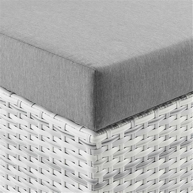 Modway Convene Wicker Rattan Outdoor Patio Ottoman in Light Gray Gray - Image 5