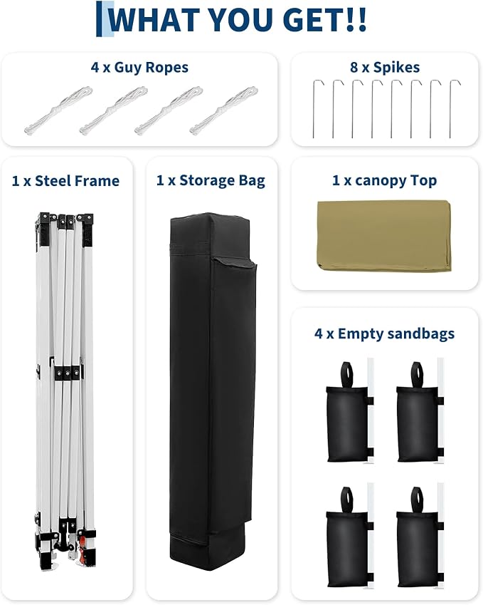 Canopy Tent, GarveeLife 10X10 FT Pop Up Canopy Outdoor Instant Tent Slant Legs - Image 7