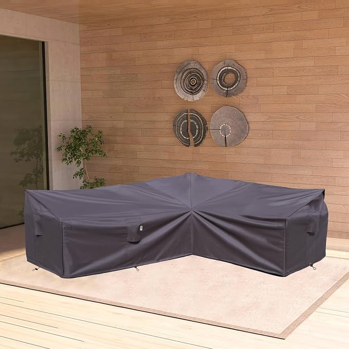 Heavy Duty Outdoor Sectional Sofa Cover, L-Shaped Lawn Patio Couch Cover - Image 7