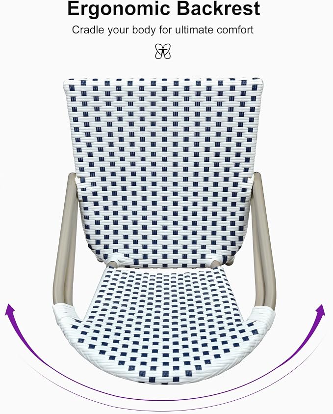 PURPLE LEAF French Bar Stools Set of 2 Champagne Print Finish Outdoor Bar Stools - Image 7
