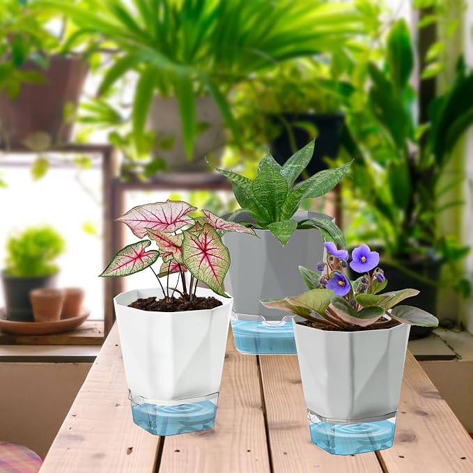 3 Pack Self Watering Planter Pots, 4.9 Inch African Violet Pots - Image 6