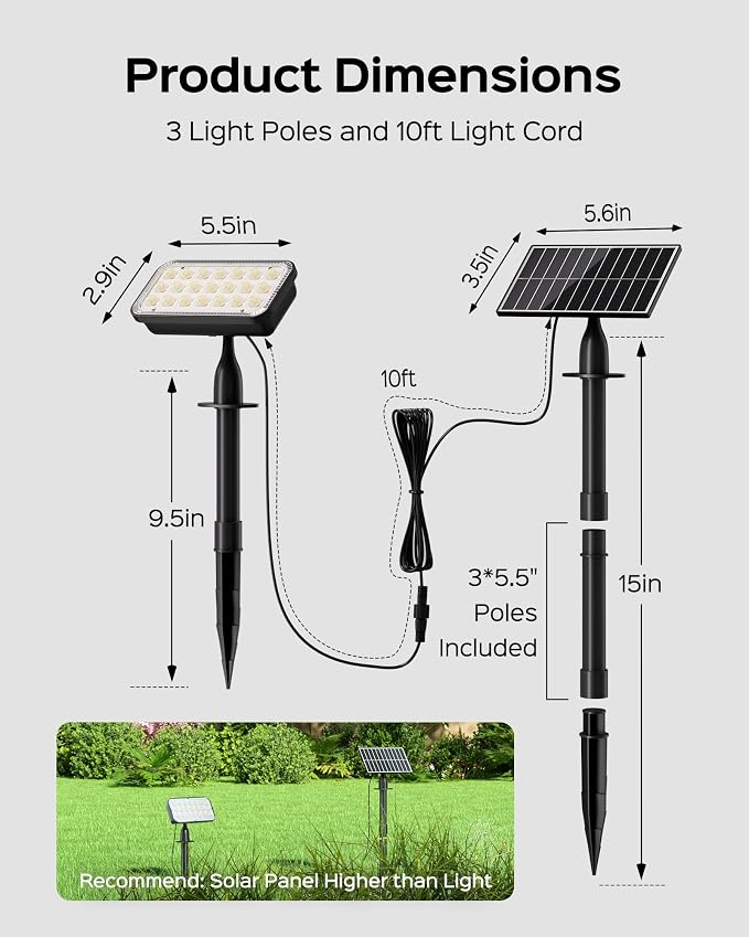JACKYLED Solar Spot Lights Outdoor, 84-LED Solar Spotlights - Image 3