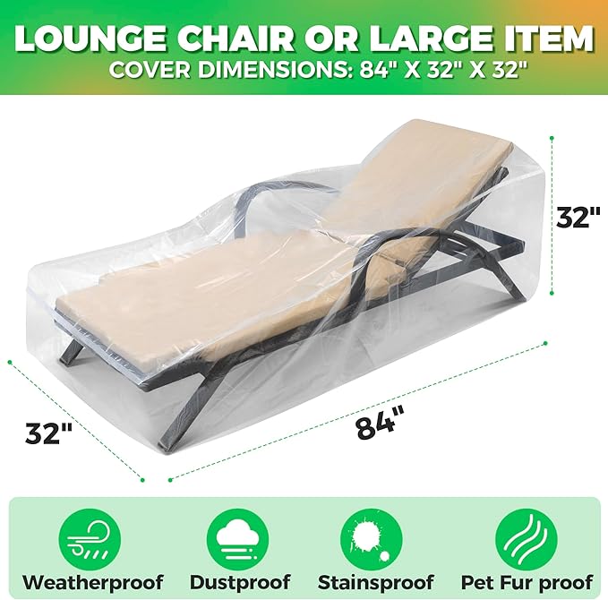 2-Pack Waterproof Outdoor Chaise Lounge Covers - Image 4