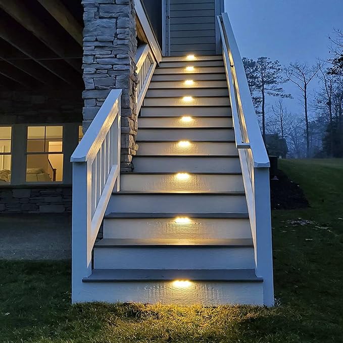 DenicMic 16 Pack Solar Deck Lights Outdoor Waterproof 4000K Warm White LED - Image 7