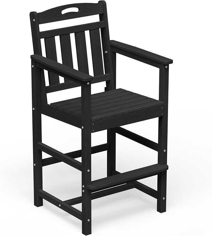 Outdoor Patio Bar Height Chair, All-Weather HDPE Tall Balcony Adirondack Stools by Suunyn