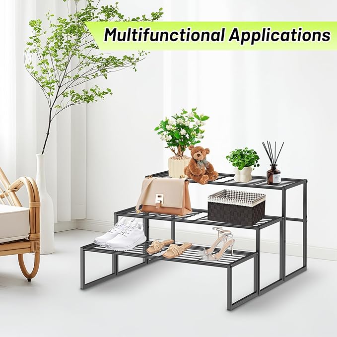 Metal Plant Stand Indoor Outdoor, 3 Tier Potted Multiple Flower Pot Holder Rack - Image 4