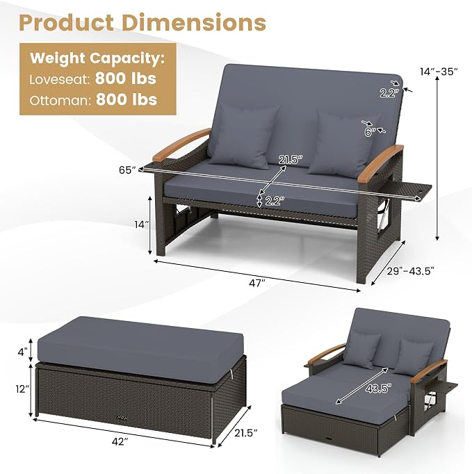 Tangkula Patio Rattan Daybed - Image 4