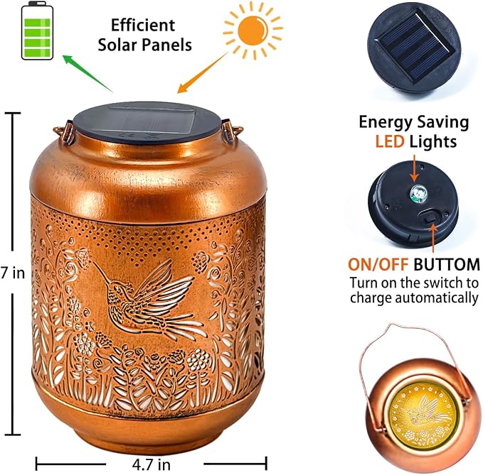 Hummingbird Solar Lanterns Outdoor Waterproof Hanging Solar Lights Hummingbird - Image 6