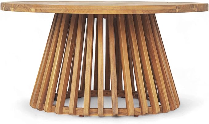 Merax Patio Outdoor Acacia Wood Round Coffee Table - Image 4
