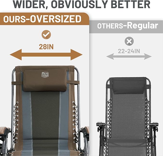 Timber Ridge Oversized Zero Gravity Chair, Padded Reclining Lounge Chair - Image 6