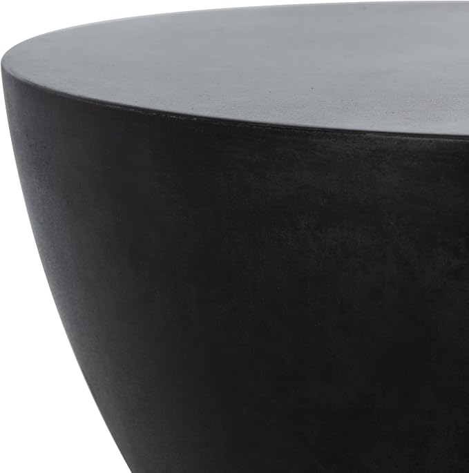 Safavieh Outdoor Athena Black Modern Concrete Round Accent Table - Image 4