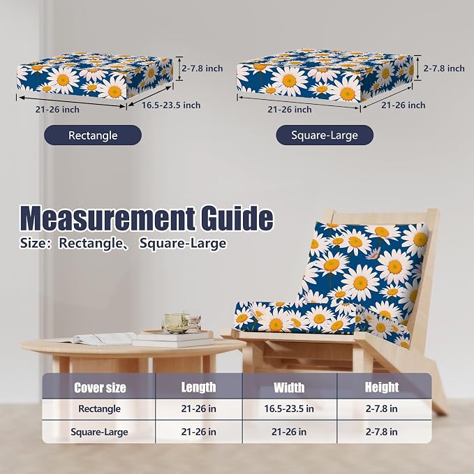 8Pcs Square Large + Rectangle Stretch Patio Cushion Covers, Couch & Sofa - Image 2