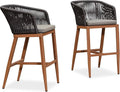 PURPLE LEAF Outdoor Bar Stool Set of 2 Rattan Wicker Patio Stool Bar Height by PURPLELEAF