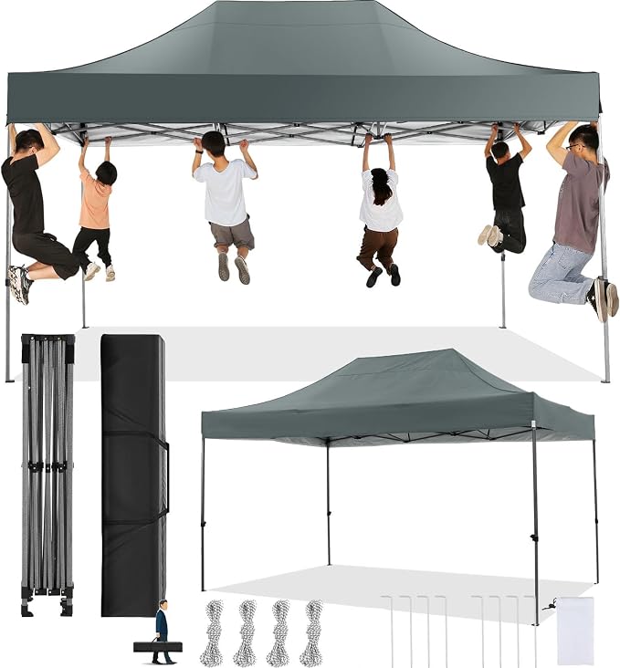COBIZI 10x15 Pop Up Canopy Without Sidewall, Heavy Duty Canopy UPF 50+ All by COBIZI