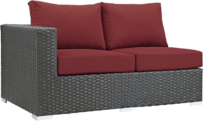 Modway Sojourn Wicker Rattan Outdoor Patio Sunbrella Fabric Left-Arm Loveseat by Modway