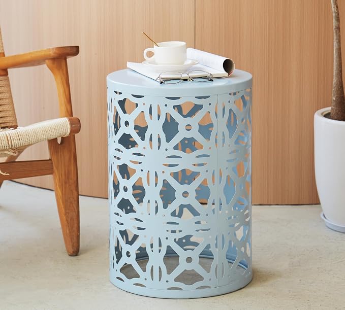 HFHOME Set of 3 Metal Outdoor Side Table, Nesting Round Coffee Table - Image 9