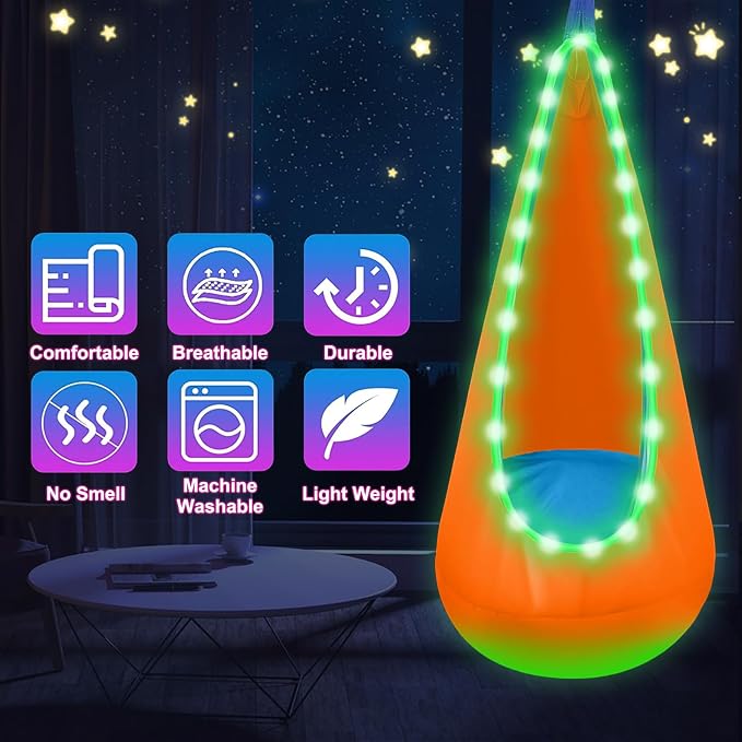 Light Up Swing Chair Hammock Chair Indoor Outdoor - Image 3