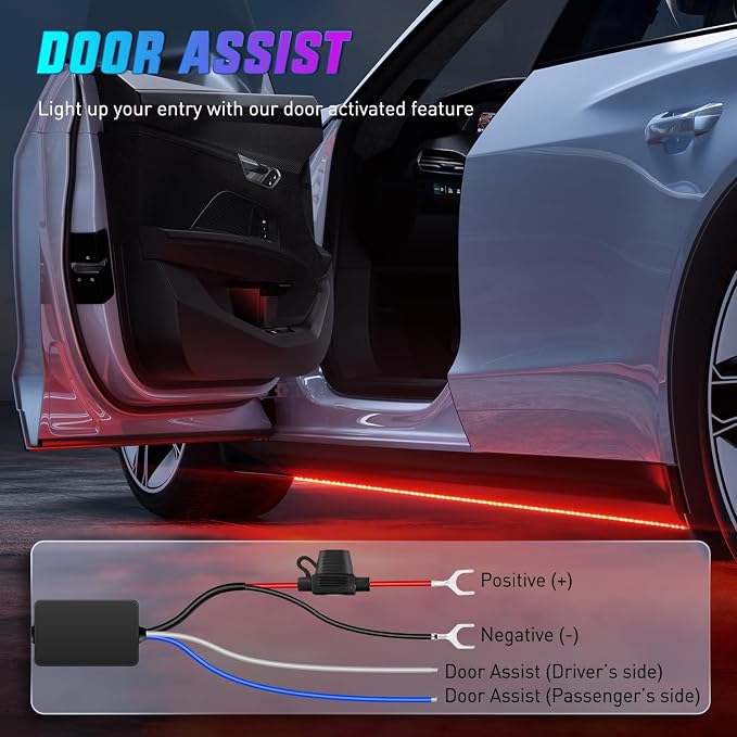 Nilight 4Pcs Aluminum Underglow Neon Accent Strip Lights 396 LEDs RGB Door - Image 2