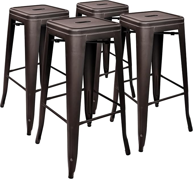 Elevon 30 Inches Metal Bar Stools, High Backless Stools, Indoor Outdoor by ELEVON
