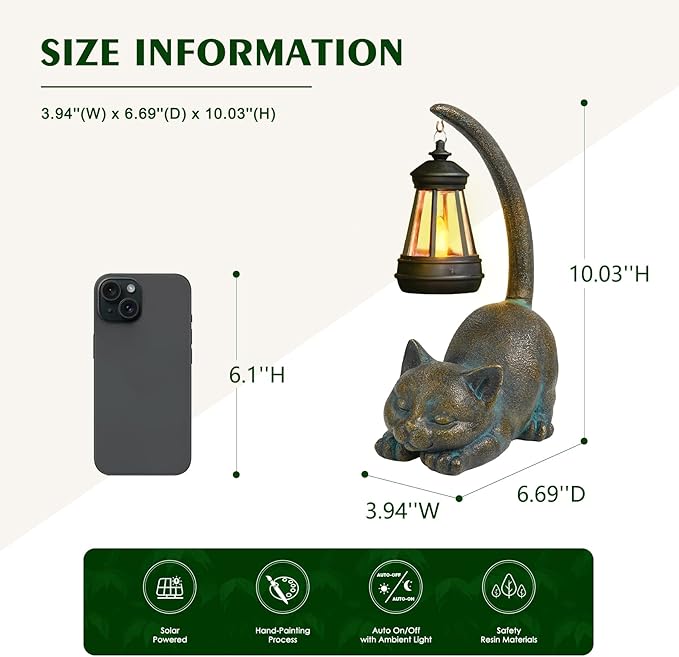 MININOVA Solar Garden Statues Cat Figurine - Image 3