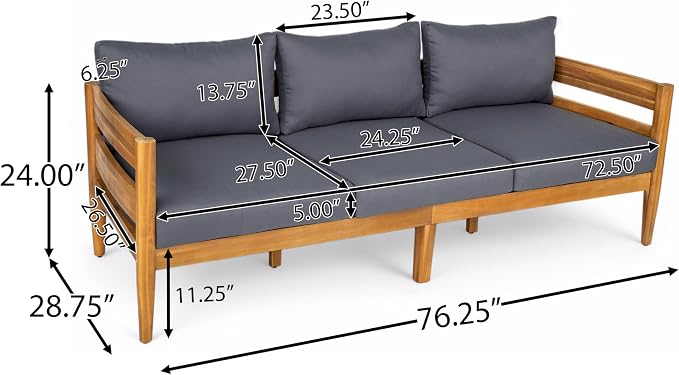 Christopher Knight Home Kavets 76.25'' W Outdoor 3 Seater Sofa - Image 2