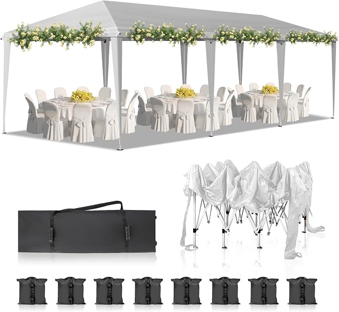 VINGLI 10x30 Pop Up Canopy Tent, Outdoor Tent Canopy Foldable Portable Canopies by VINGLI