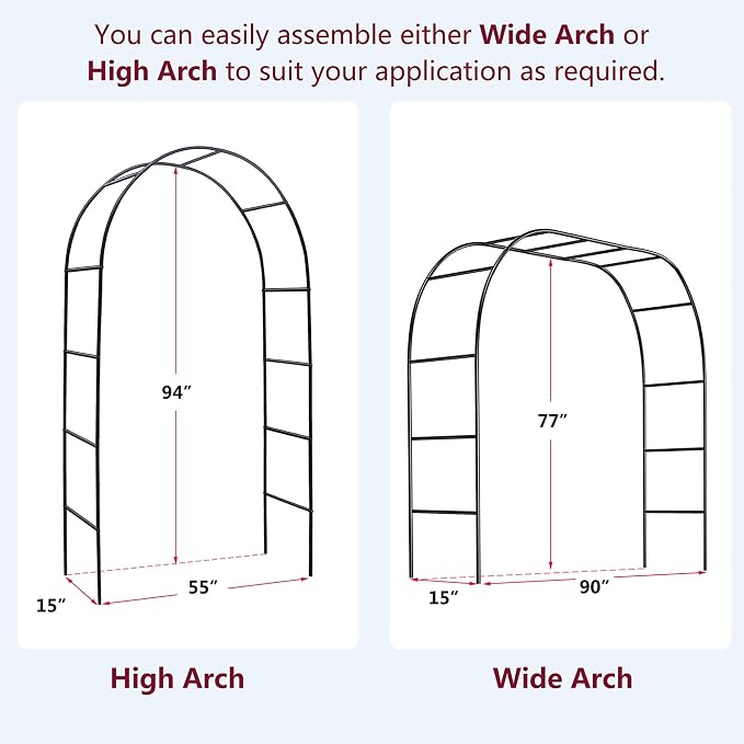 Garden Arch, Outdoor Flower Garden Arch Trellis, Sturdy Steel Arbor - Image 4