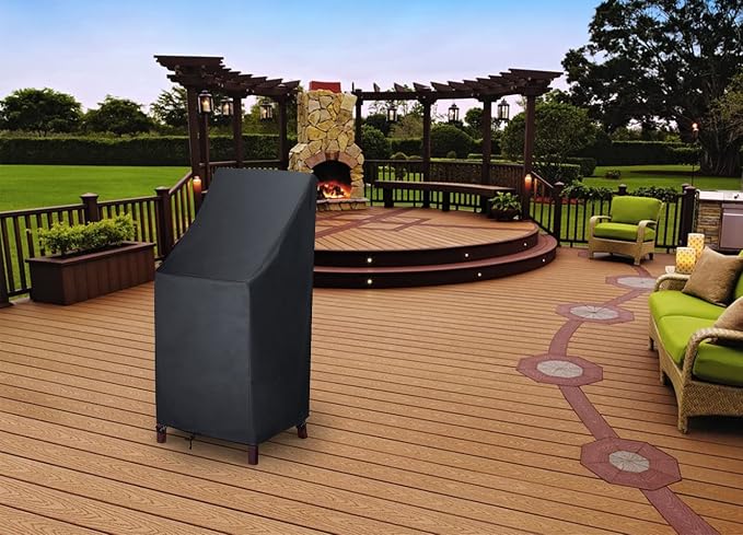 High Back, Stackable Outdoor Chair Covers, 600D Oxford Waterproof Heavy Duty - Image 8