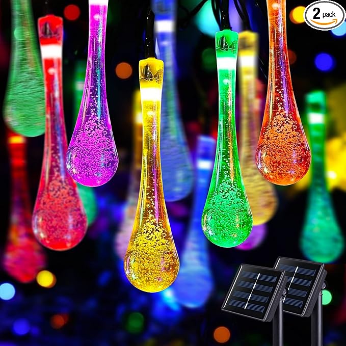JMEXSUSS 2 Pack Solar String Lights Outdoor Waterproof, Total 41.6FT 60 LED by JMEXSUSS
