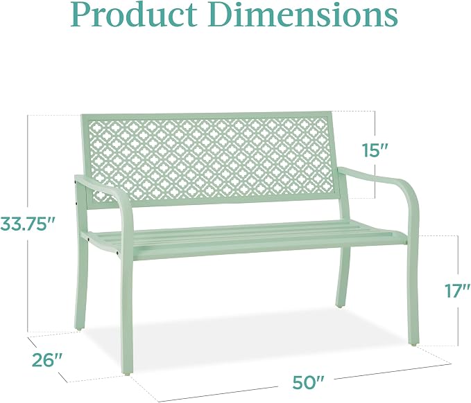 Best Choice Products Outdoor Bench 2-Person Metal Steel Benches Furniture - Image 2
