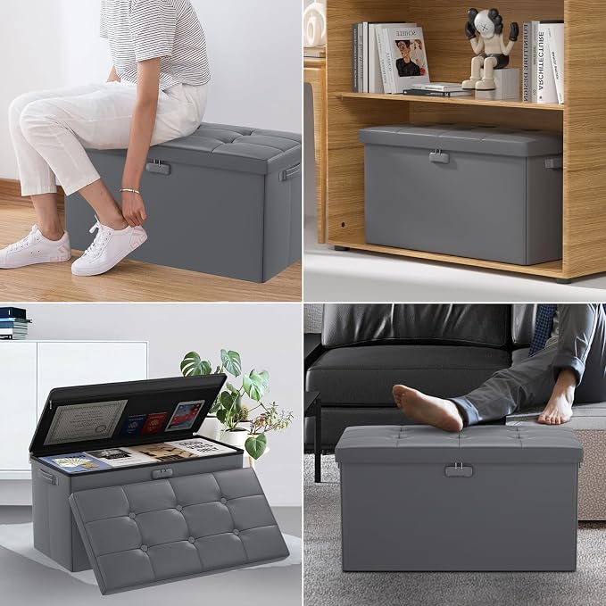 ENGPOW Storage Ottoman Bench, Fireproof Folding Bench - Image 5