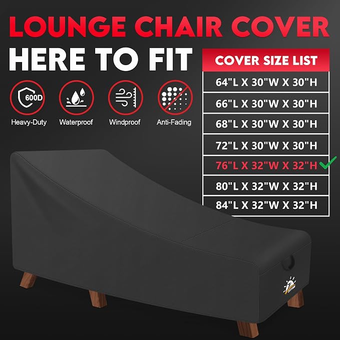 Zettum Outdoor Lounge Chair Cover 2 Pack - Image 3
