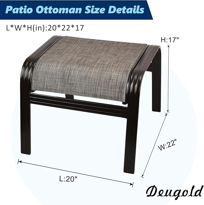 Outdoor Patio Ottoman Seat Textilene Portable Metal Footstool Portable Footrest - Image 3