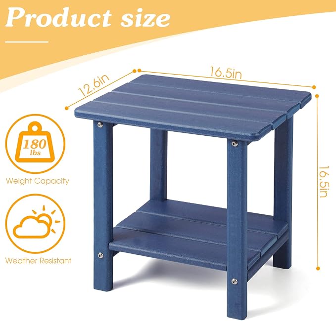 Adirondack Outdoor Side Table, 2-Tier Sturdy Patio End Table Weather Resistant - Image 3