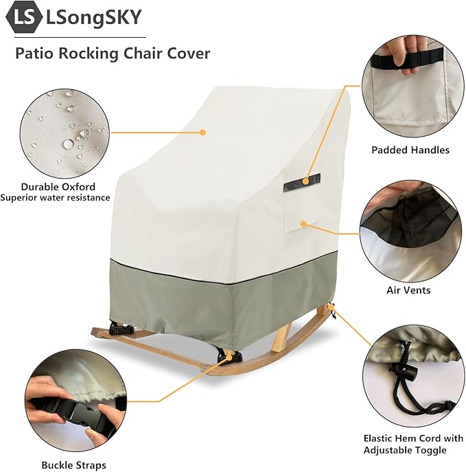 Outdoor Rocking Chair Cover 2 Pack, 100% Waterproof Heavy Duty Outdoor Chair - Image 3