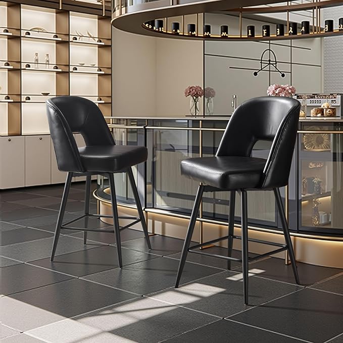 VINGLI Bar Stools Set of 2, Upholstered Barstools - Image 6