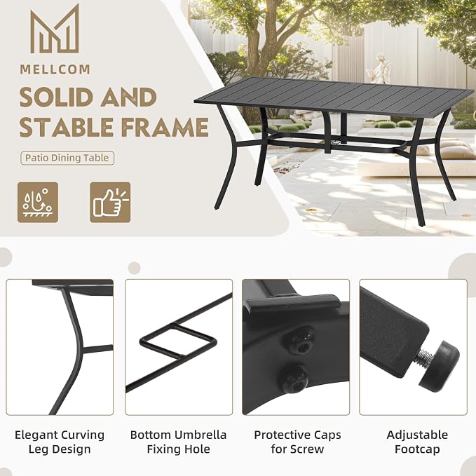 MELLCOM 63''x38'' Outdoor Dining Table - Image 3