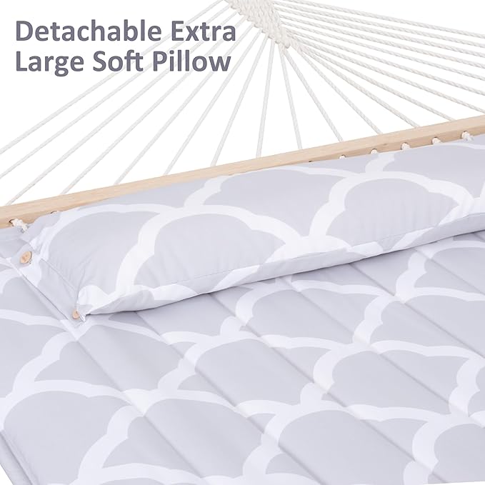 SUNCREAT Double Hammock, Extra Large Quilted Fabric Swing - Image 4