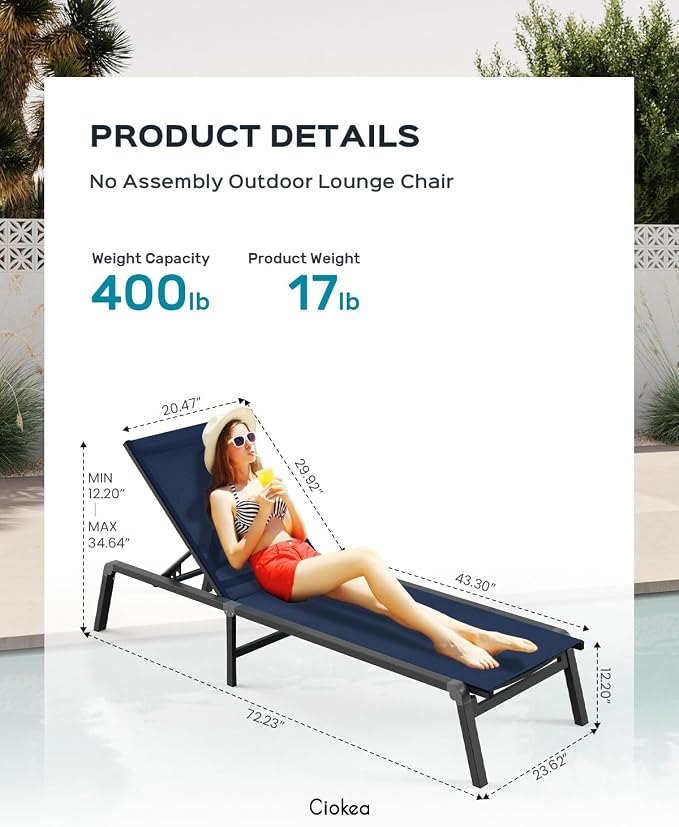 Aluminum Chaise Lounge Ourdoor - Image 2