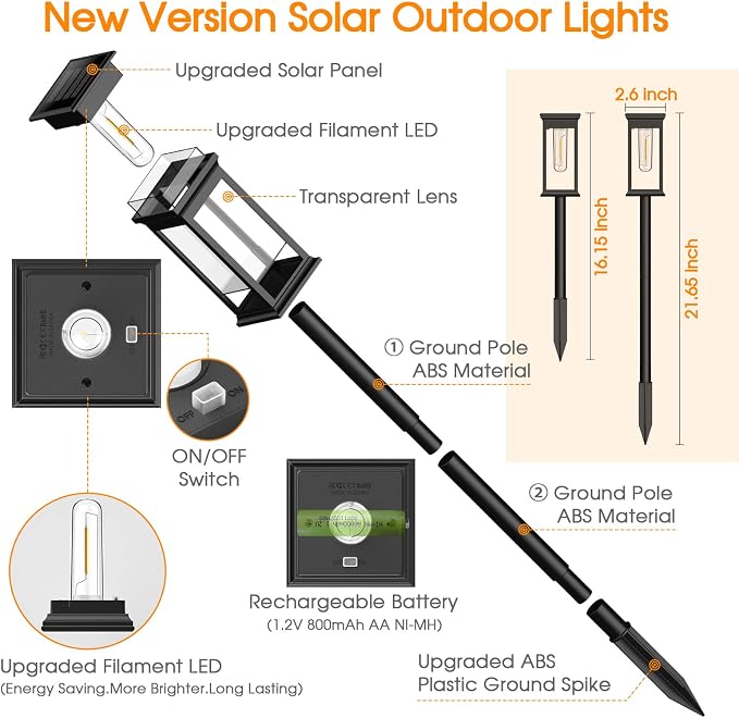 KOOPER Solar Pathway Lights Outdoor 8 Pack, 2X Bigger Solar Outdoor Lights - Image 7