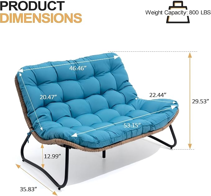 Crestlive Products Outdoor Loveseat 2PCS, Patio Conversation Set, All-Weather - Image 2
