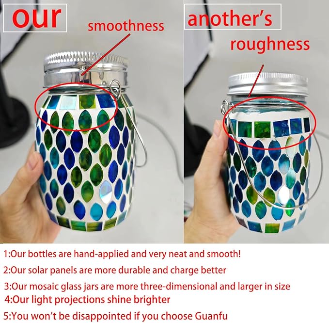 Mosaic Lights Solar Outdoor Hanging Lanterns, Garden Decor Christmas Gifts - Image 3