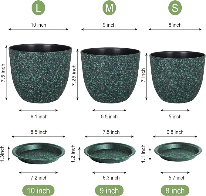 Plant Pots 10/9/8 inch, Flower Pots - Image 3