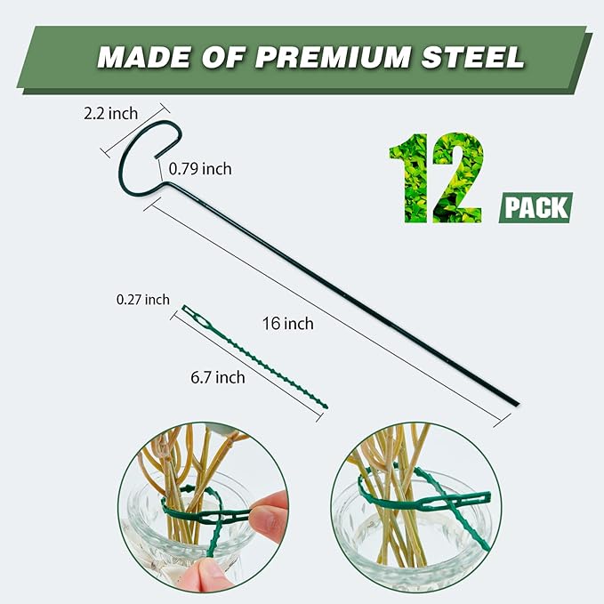 Joyhalo 12 Pack Plant Stakes, 16 Inch Plant Support Stakes, Plant Sticks Support - Image 3