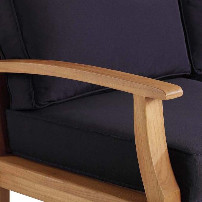 Modway EEI-4176-NAT-NAV Marina Patio Teak Sofa, Natural Navy - Image 7