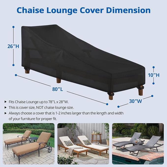SunPatio Waterproof Outdoor Chaise Lounge Cover, 2 Pack Patio Lounge Chair - Image 2