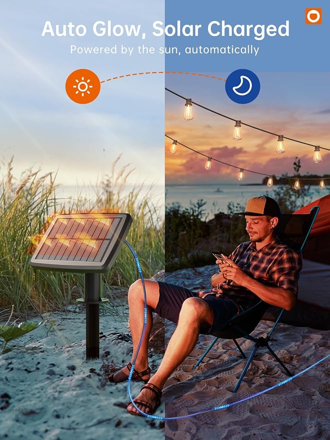 addlon 35FT Solar String Lights Outdoor, IP54 Waterproof Solar Powered - Image 8